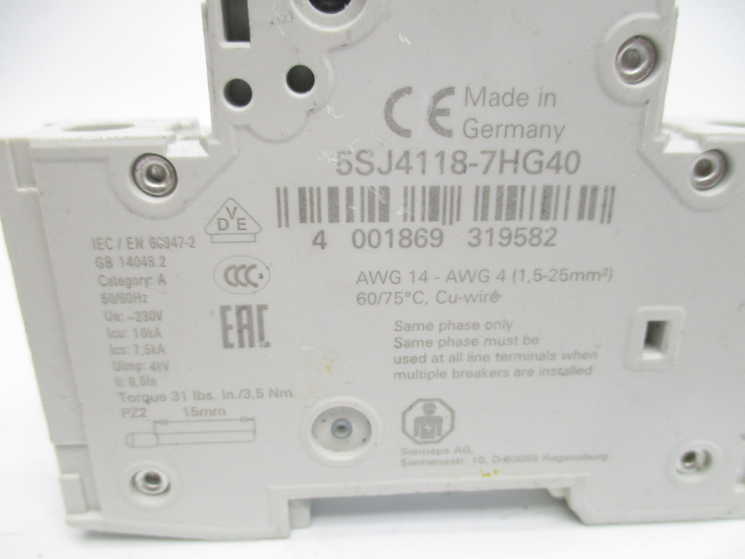 SIEMENS 5SJ4118-7HG40 230V 15A UNMP