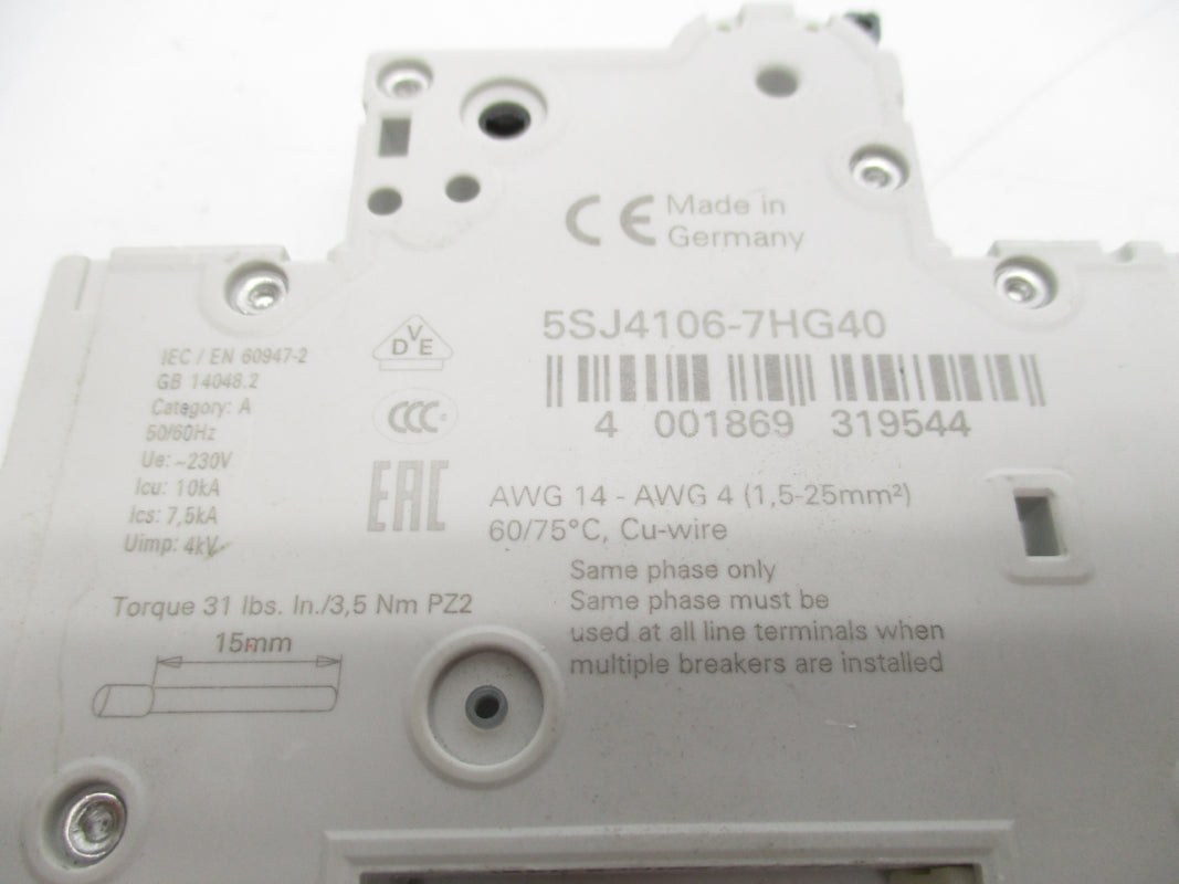 SIEMENS 5SJ4106-7HG40 230V 6A NSNP