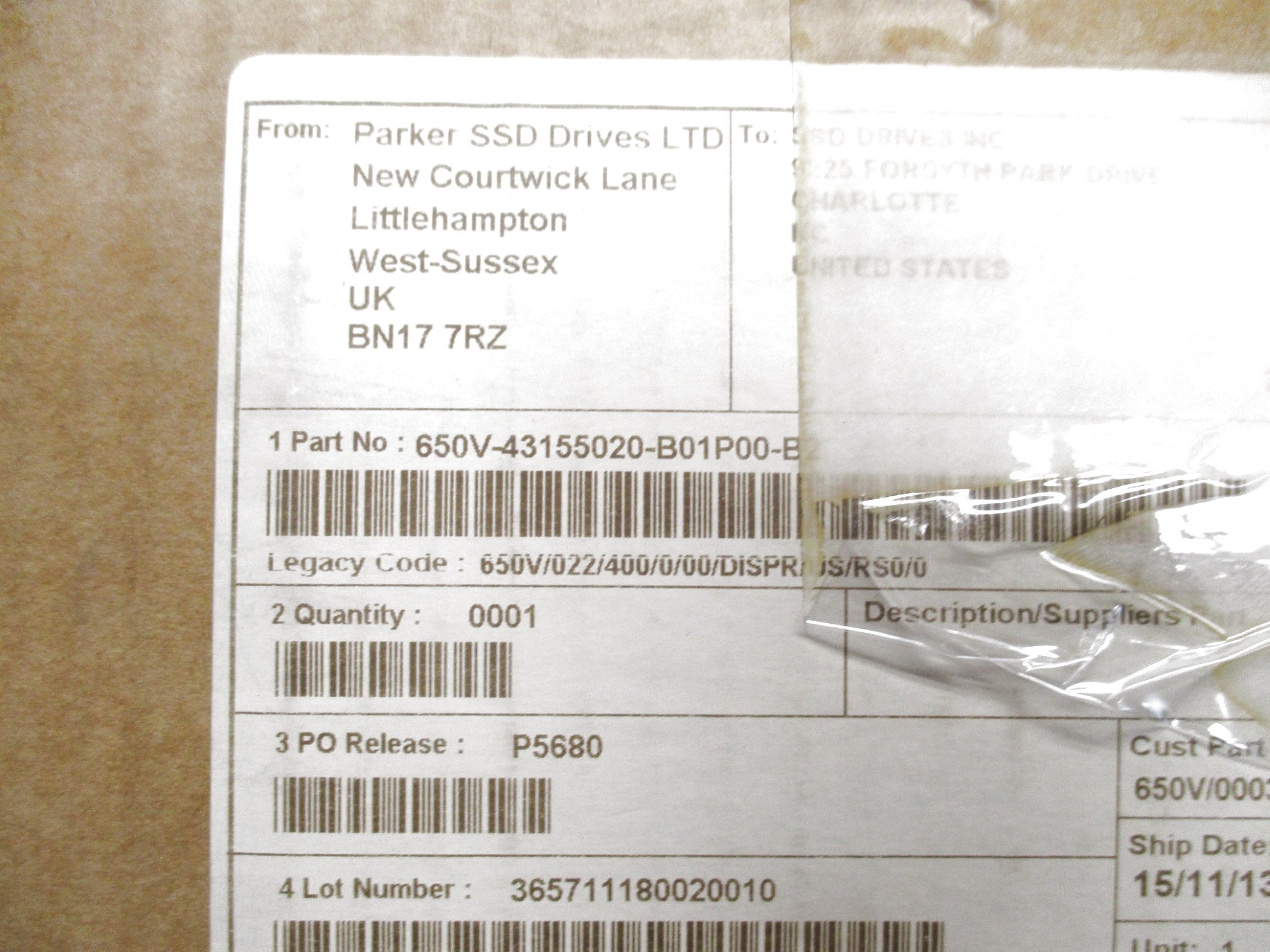PARKER 650V/0003/460/RBN 380-460VAC 5.5A NSMP