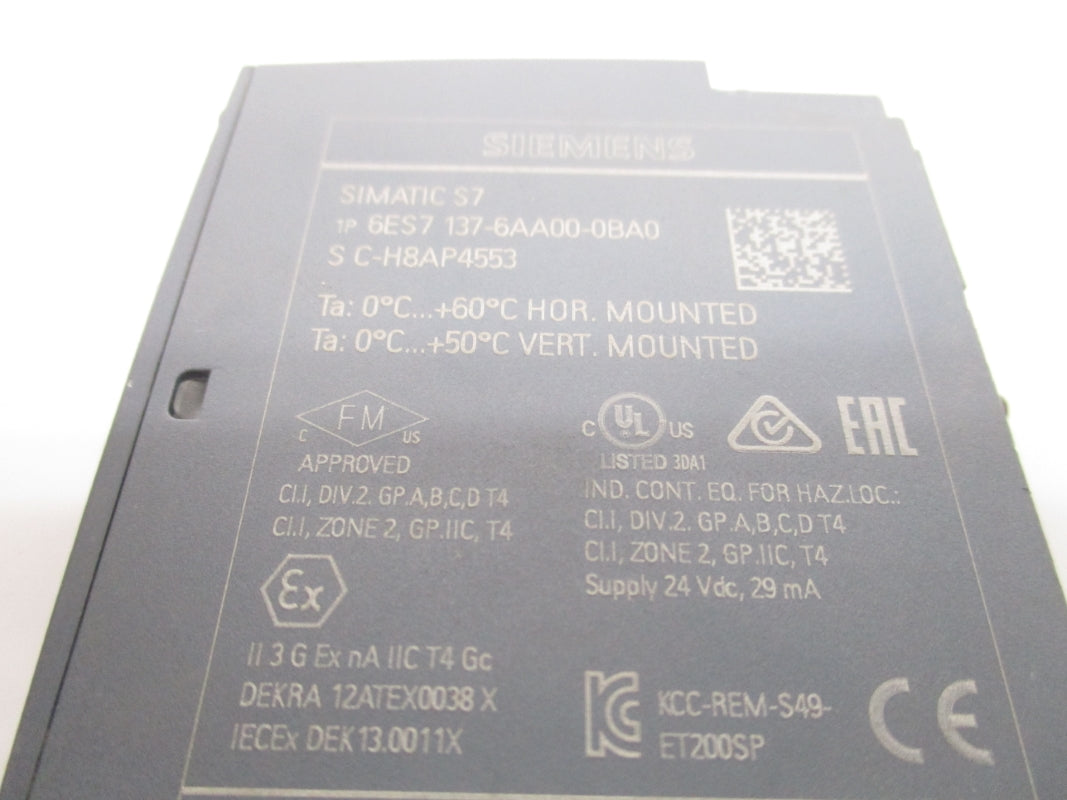 SIEMENS 6ES7137-6AA00-0BA0 24VDC NSNP