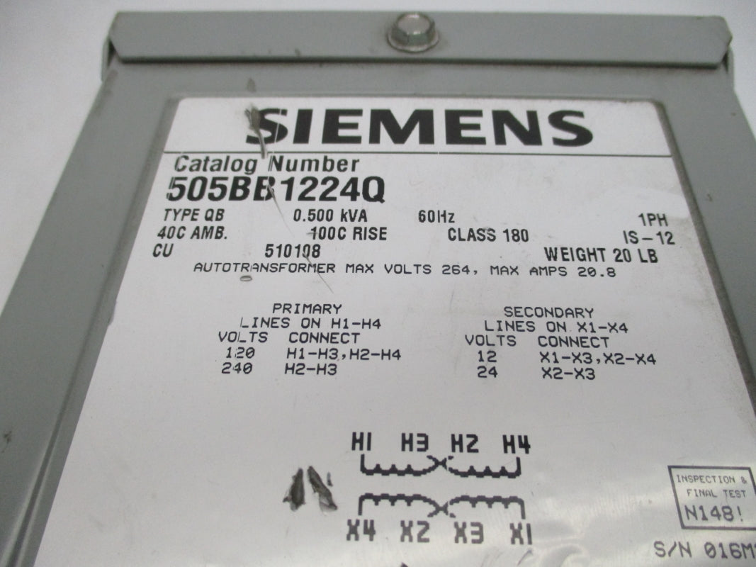 SIEMENS 505BB1224Q 264V 20.8A (AS PICTURED) NSNP