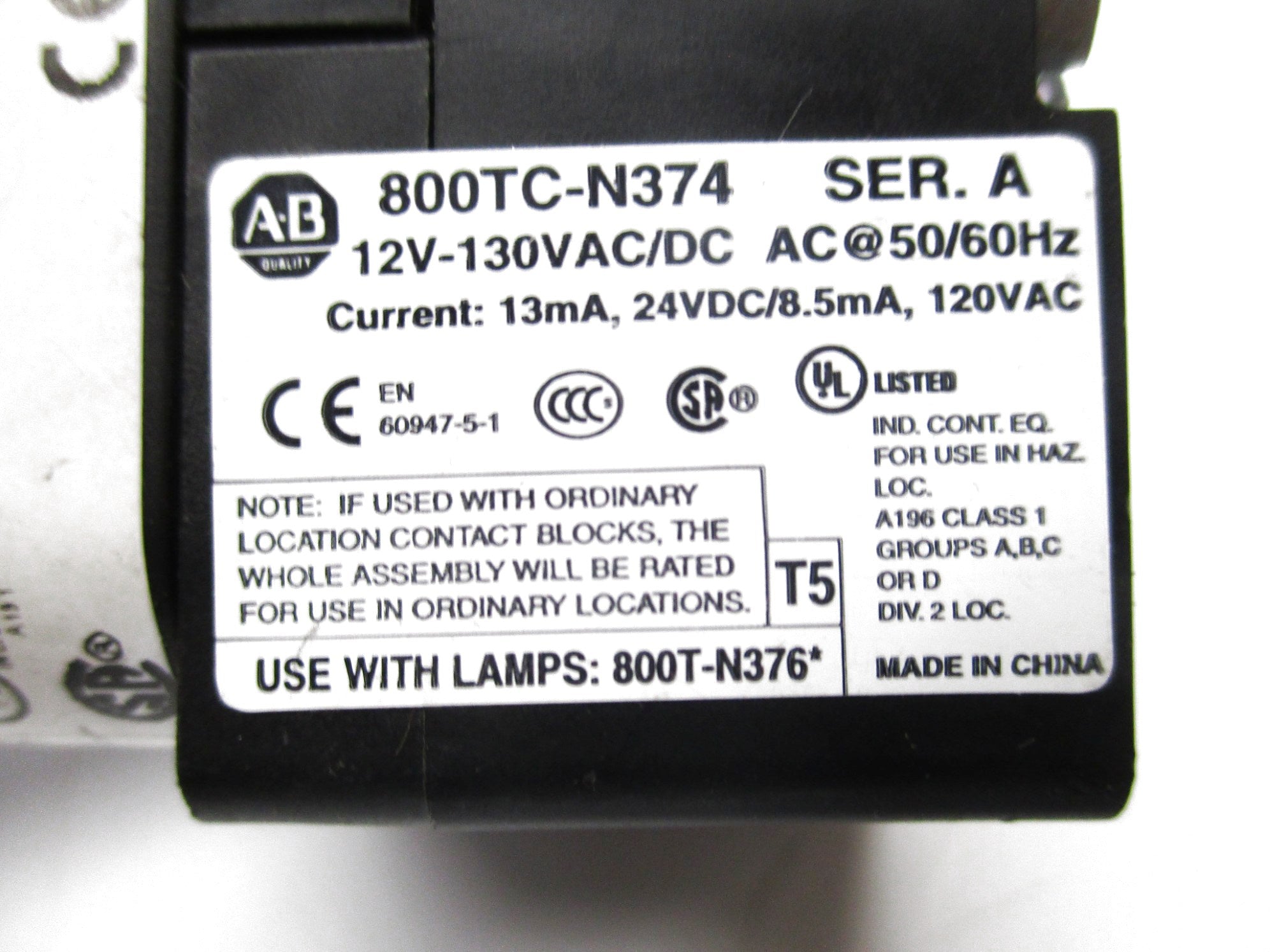 ALLEN BRADLEY 800T-QBH2W SER. U NSNP