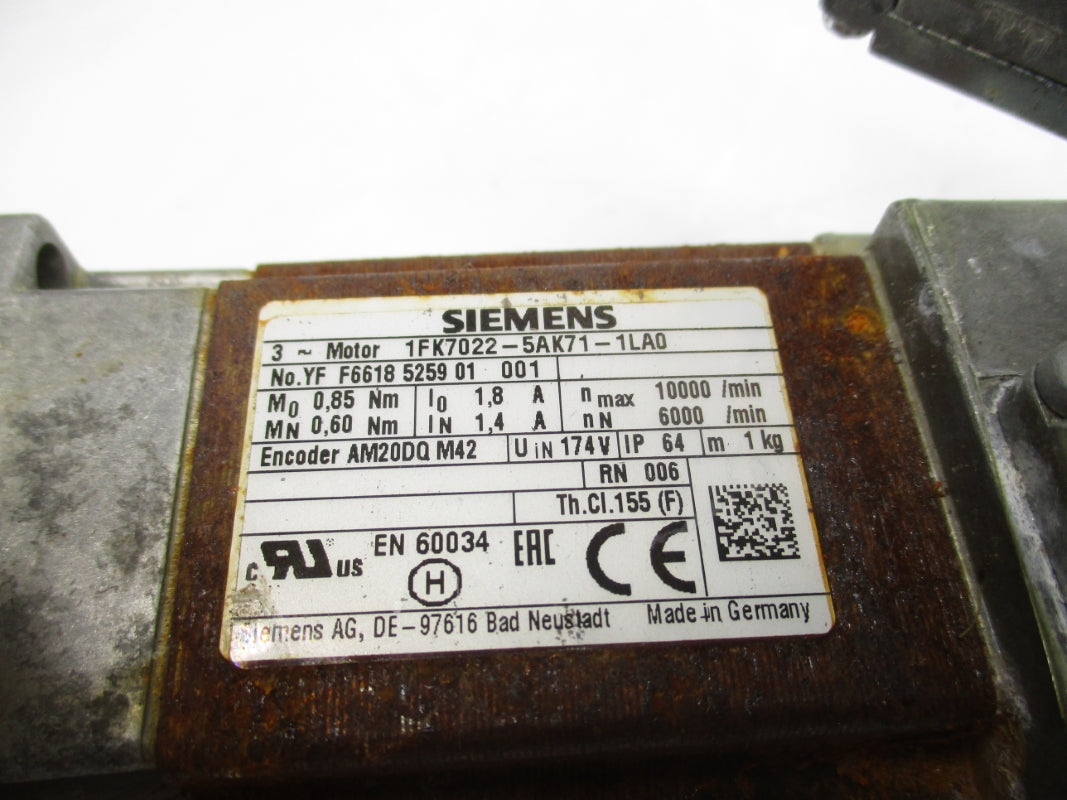 SIEMENS 1FK7022-5AK71-1LA0 174V 1.4A UNMP