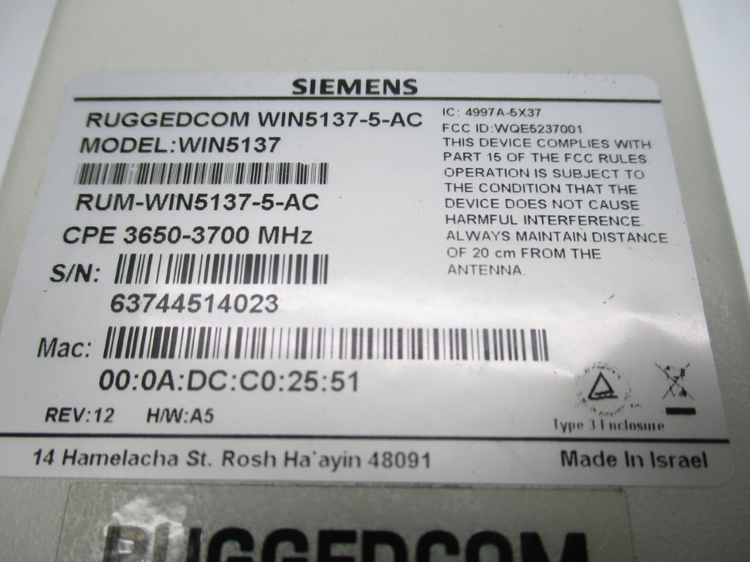 SIEMENS WIN5137-5-AC NSNP