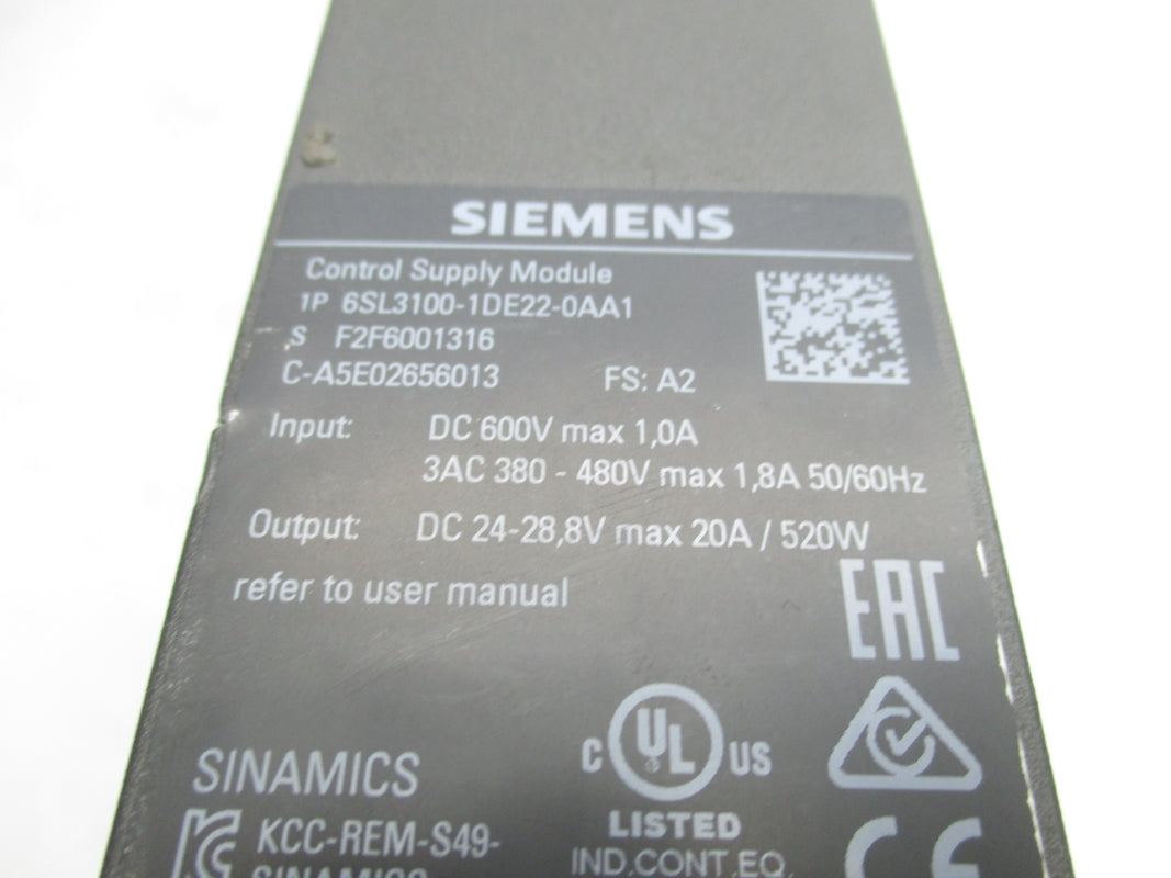 SIEMENS 6SL3100-1DE22-0AA1 600VDC 1,0A NSNP