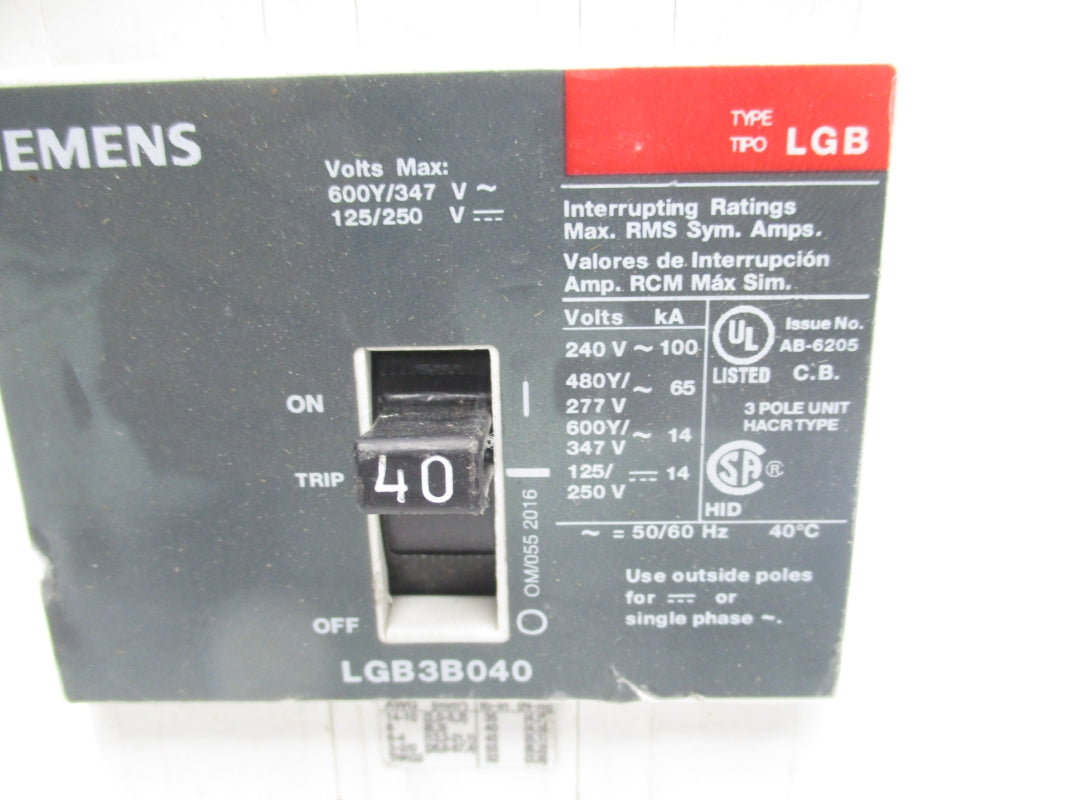 SIEMENS LGB3B040 347V 40A  UNMP