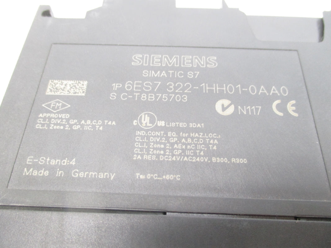 SIEMENS 6ES7322-1HH01-0AA0 240VAC 2A (NO DOOR) UNMP