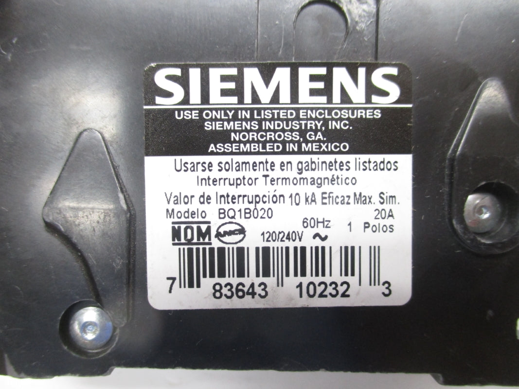 SIEMENS BQ1B020 120/240V 20A UNMP
