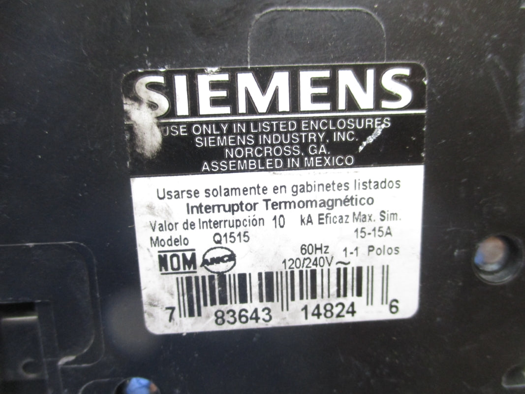 SIEMENS Q1515 120/240V 15A  NSNP