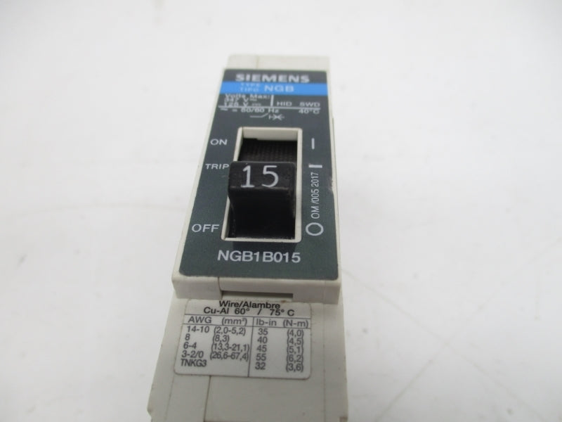 SIEMENS NGB1B015V 347V 15A NSNP