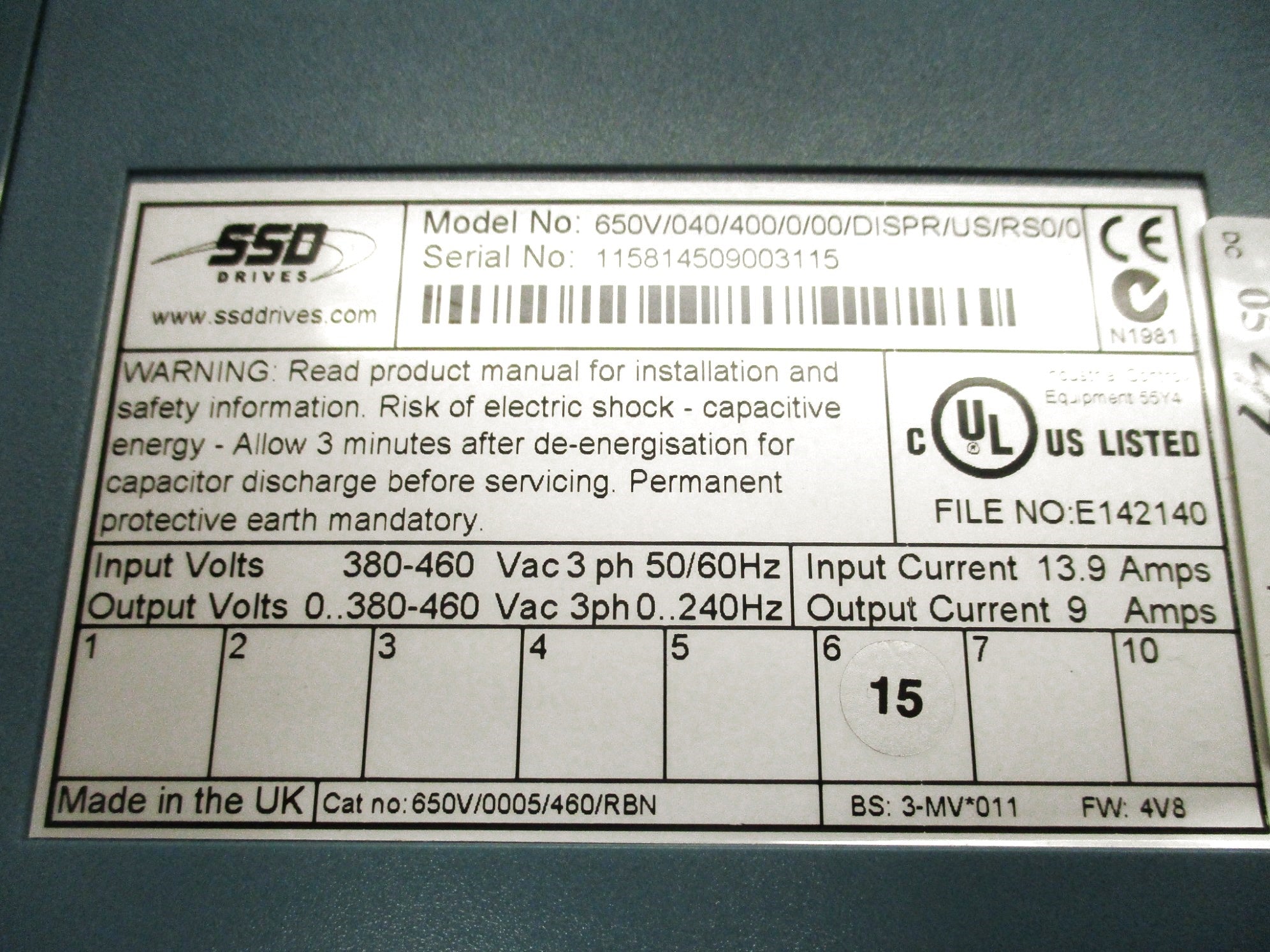 PARKER 650V/0005/460/RBN F/W 4V8 NSMP