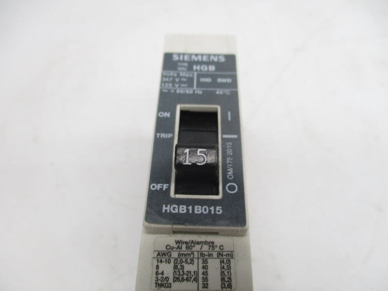 SIEMENS HGB1B015B 347V 15A NSNP