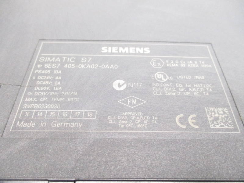 SIEMENS 6ES7405-0KA02-0AA0 (AS PICTURED) UNMP