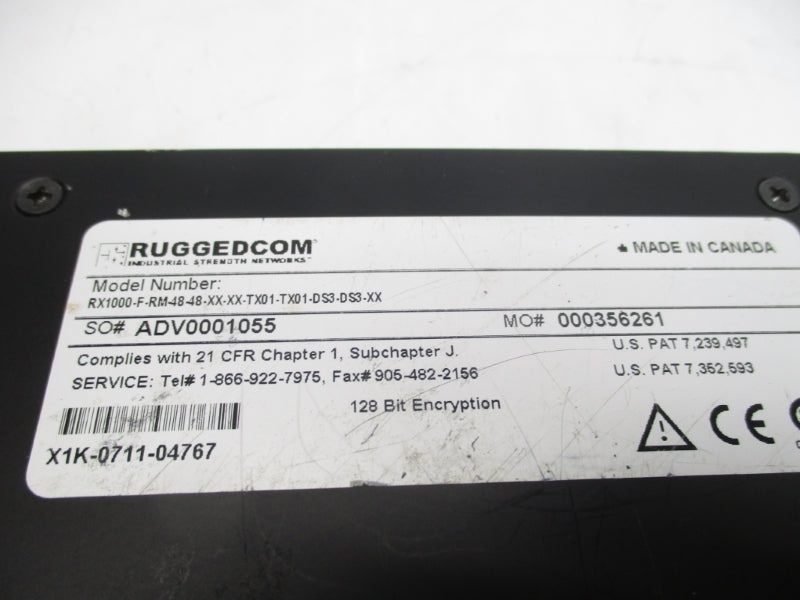 RUGGEDCOM RX1000-F-RM-48-48-XX-XX-TX01-TX01-DS3-DS3-XX 48VDC UNMP