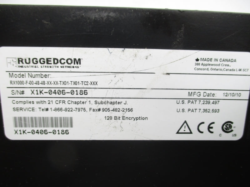 RUGGEDCOM RX1000-F-48-48-XX-XX-TX01-TX01-TC2-XXX 48VDC UNMP