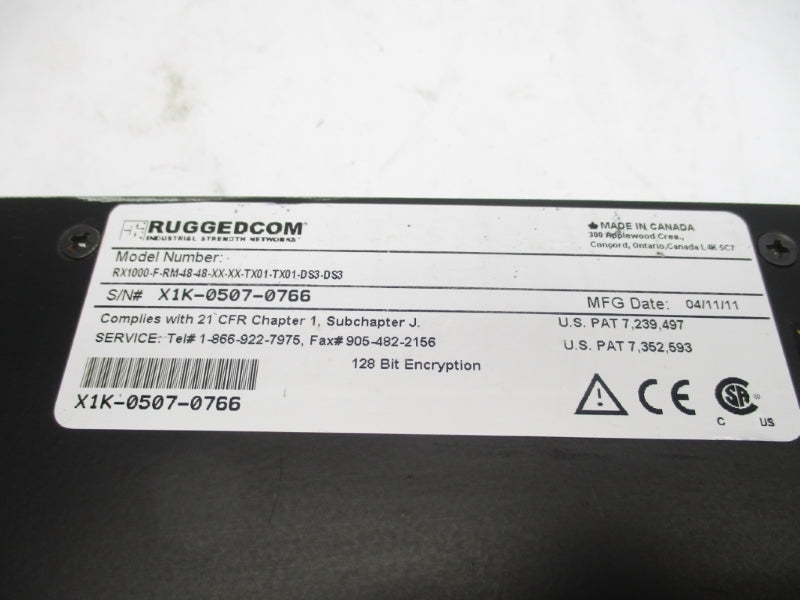 RUGGEDCOM RX1000-F-RM-48-48-XX-XX-TX01-TX01-DS3-DS3 48VDC UNMP