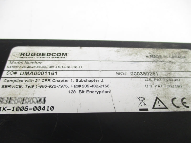 RUGGEDCOM RX1000-F-00-48-48-XX-XX-TX01-TX01-DS3-DS3-XX 48VDC UNMP