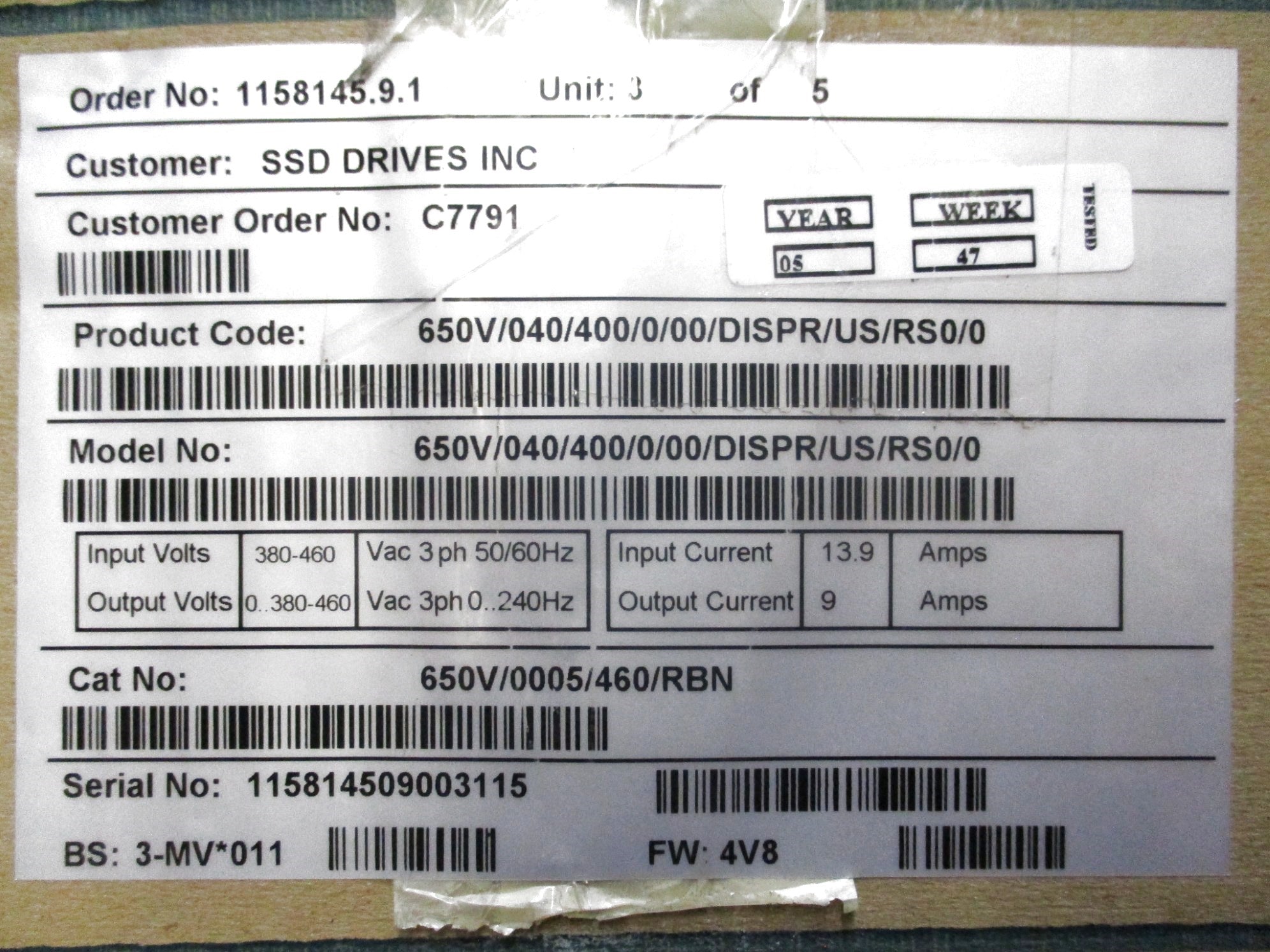 SSD DRIVES 650/0005/460/RBN F/W 4V8 NSMP