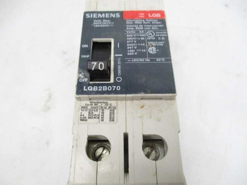 SIEMENS LGB2B070B 125/250V 70A UNMP