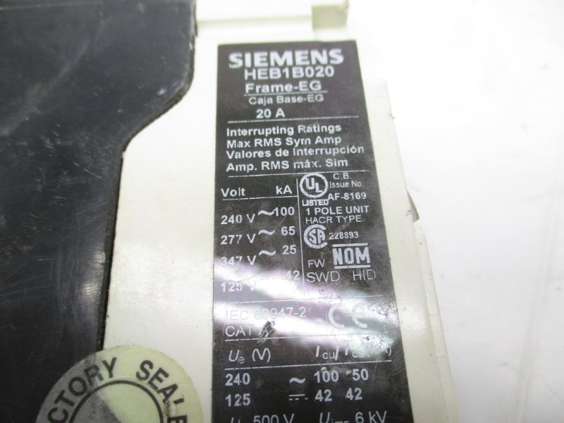 SIEMENS HEB1B020 347V 20A NSNP