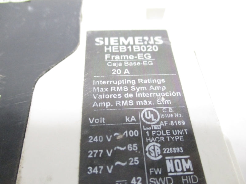 SIEMENS HEB1B020 347V 20A UNMP