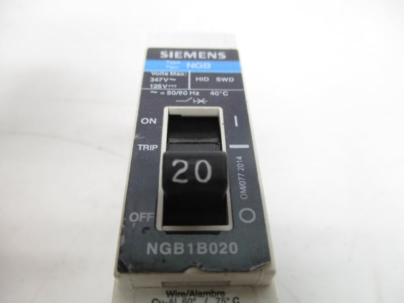 SIEMENS NGB1B020V 347V 20A (AS PICTURED) NSNP