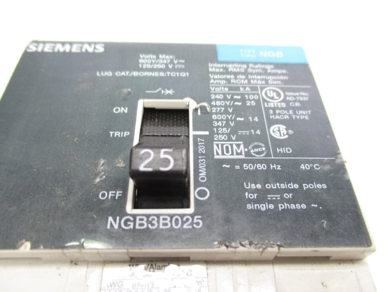 SIEMENS NGB3B025V 125/250V 25A UNMP