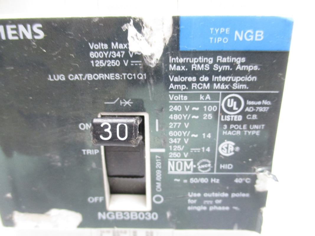 SIEMENS NGB3B030B 125/250V 30A (AS PICTURED) NSNP