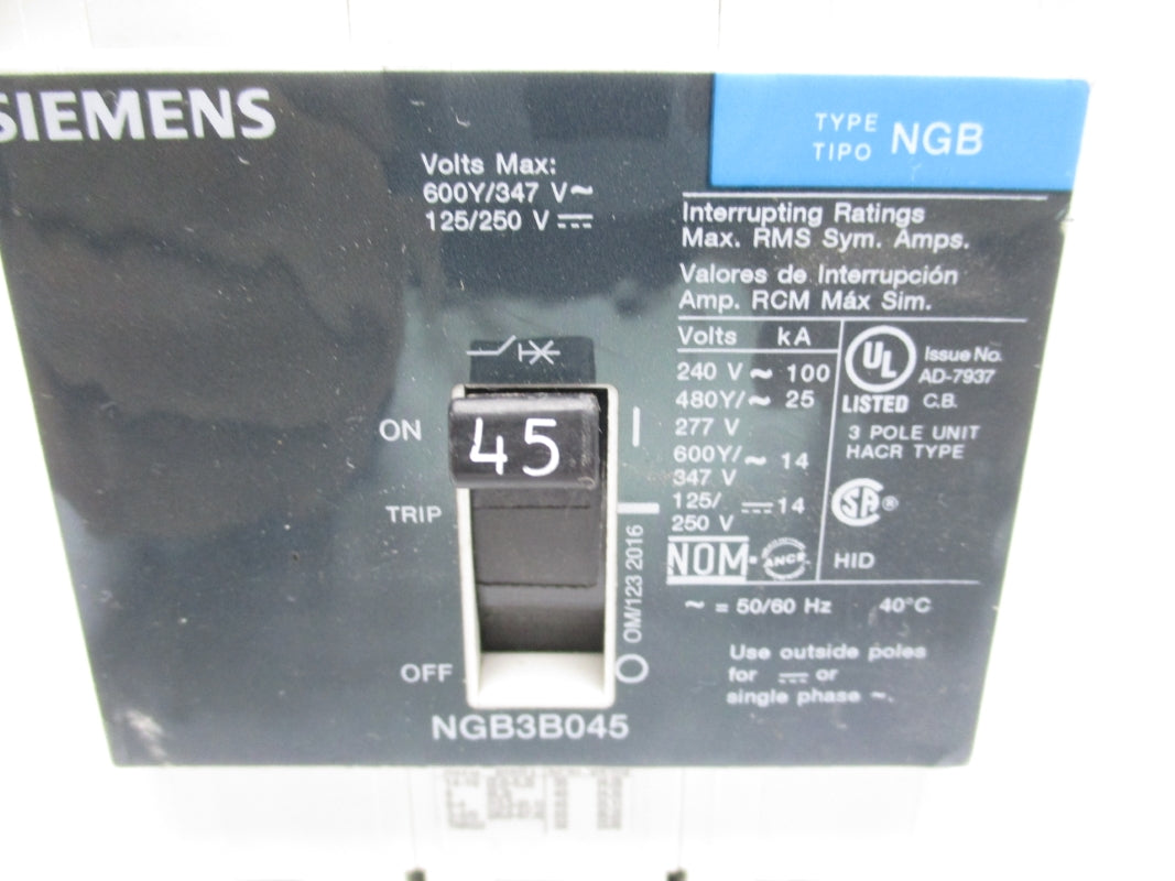 SIEMENS NGB3B045B 125/250V 45A NSNP