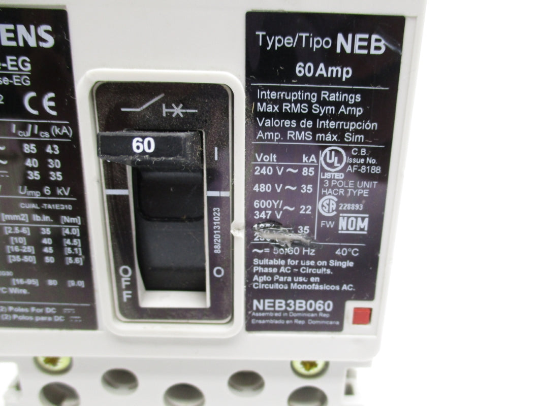 SIEMENS NEB3B060 480V 60A UNMP