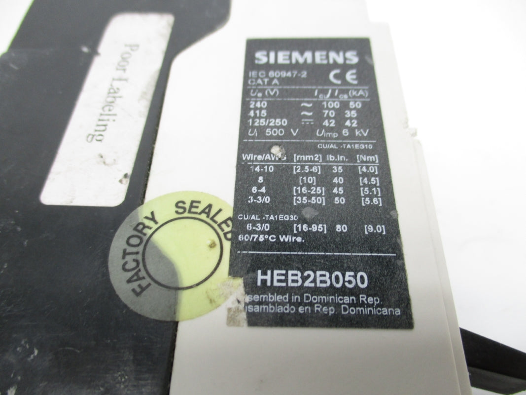 SIEMENS HEB2B050 480V 50A UNMP