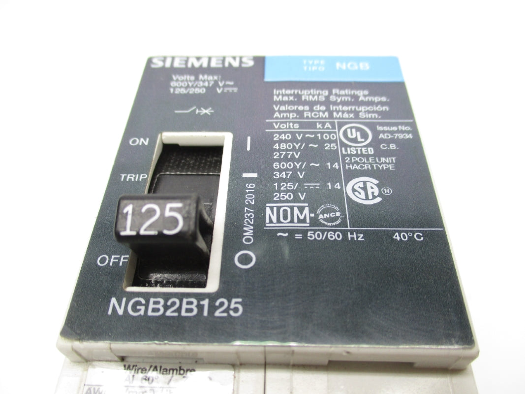 SIEMENS NGB2B125 125/250V 125A UNMP