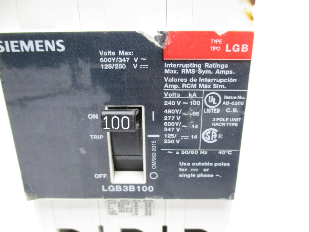 SIEMENS LGB3B100B 125/250V 100A NSNP