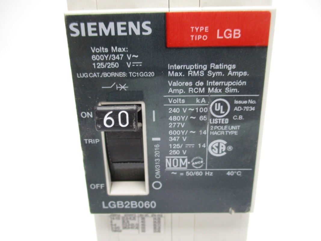 SIEMENS LGB2B060B 125/250V 60A UNMP