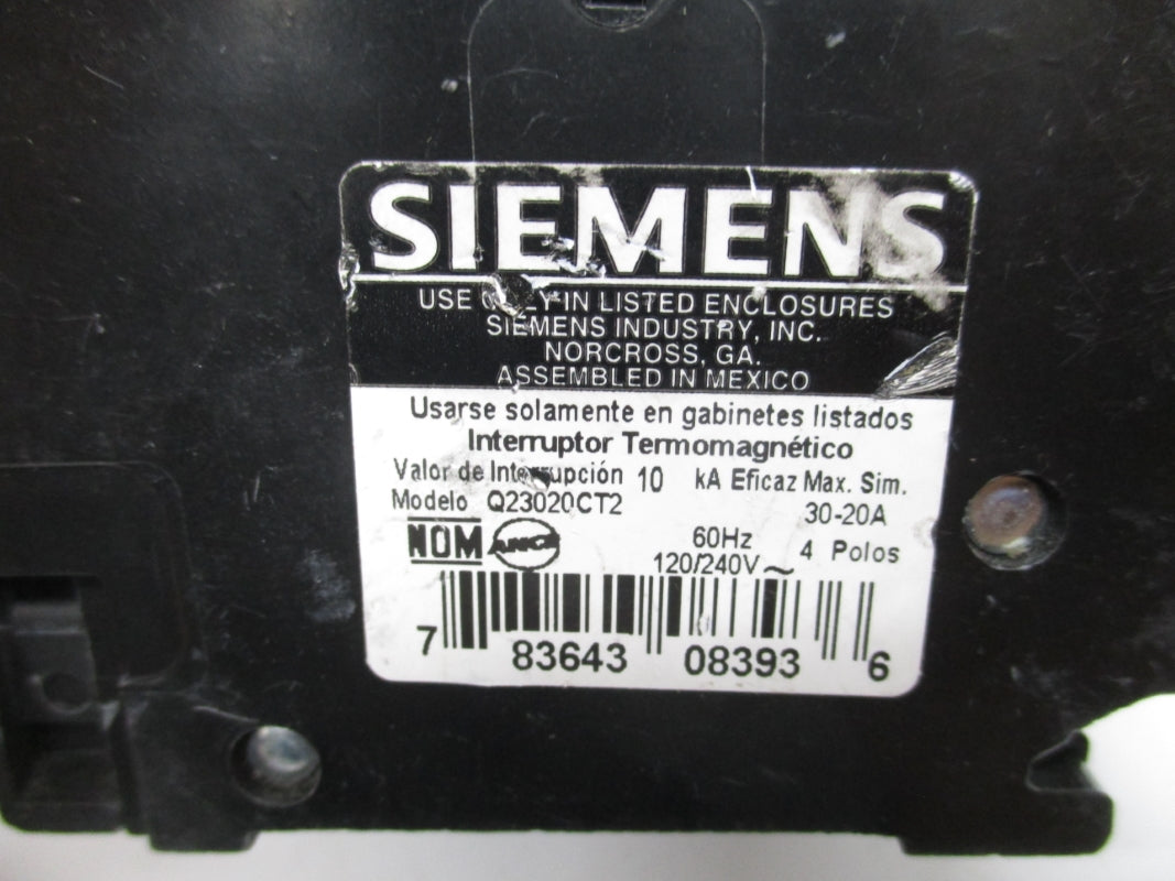 SIEMENS Q23020CT2 120/240V 30-20A NSNP