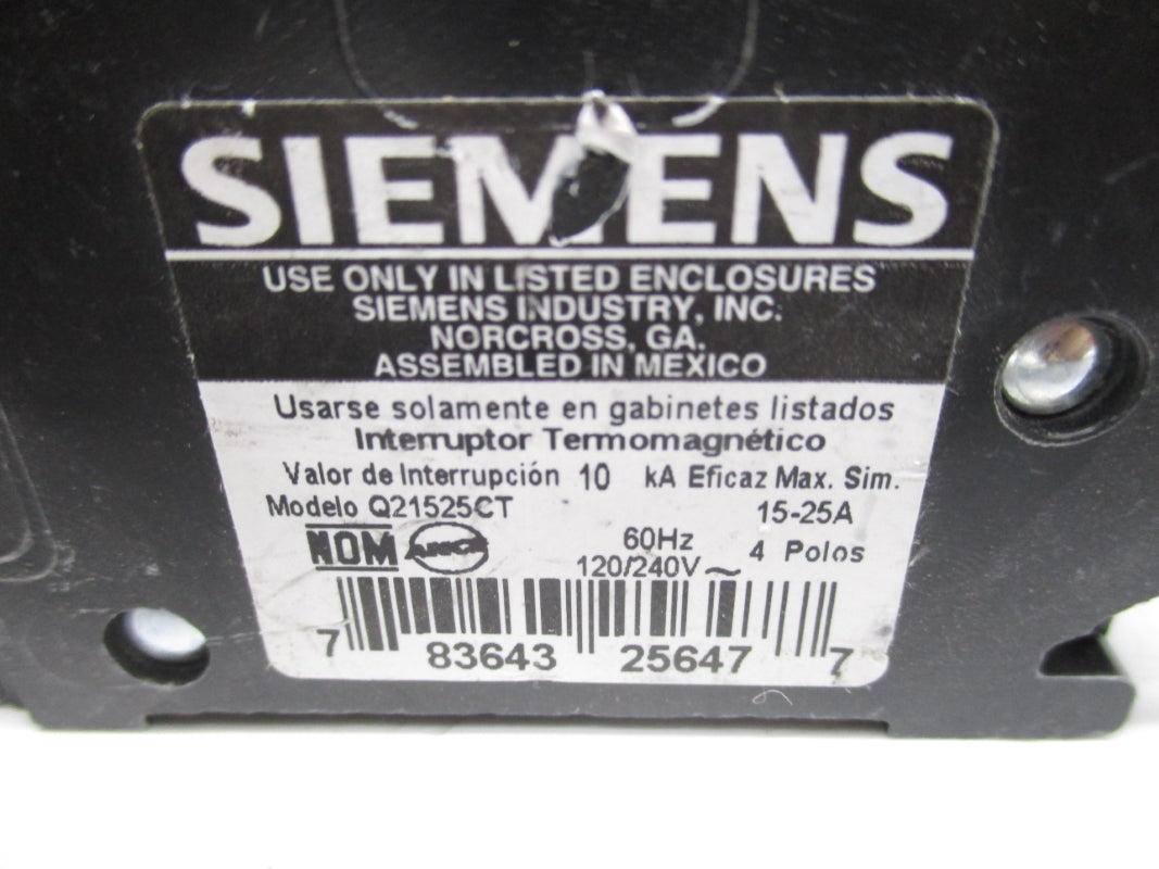 SIEMENS Q21525CT 120/240V 15-25A NSNP
