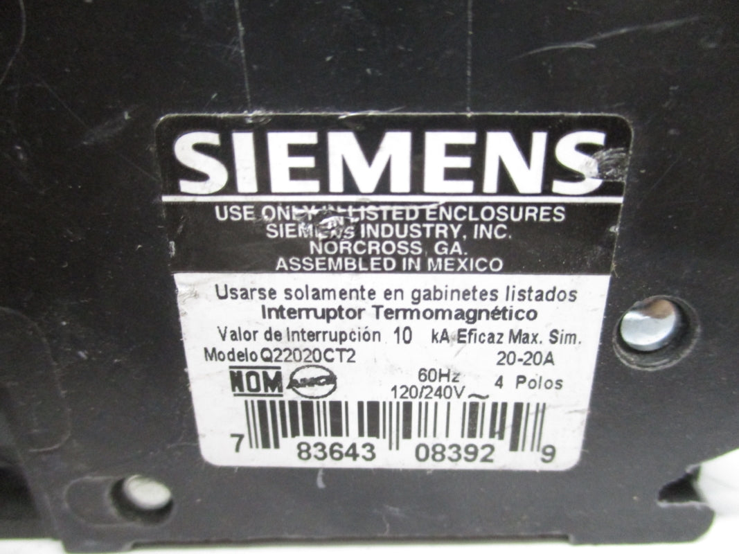 SIEMENS Q22020CT2 120/240V 20-20A NSNP