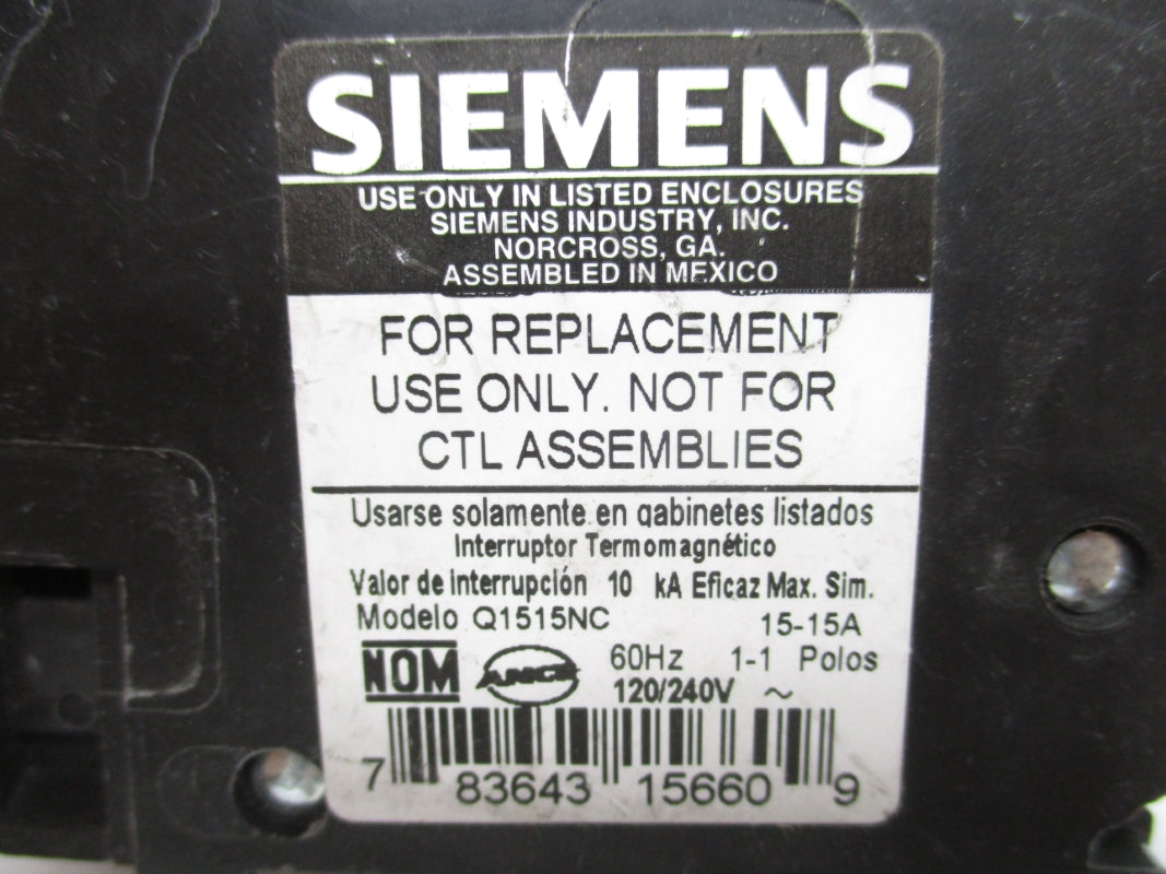 SIEMENS Q1515NC 120/240V 15-15A (AS PICTURED) NSNP