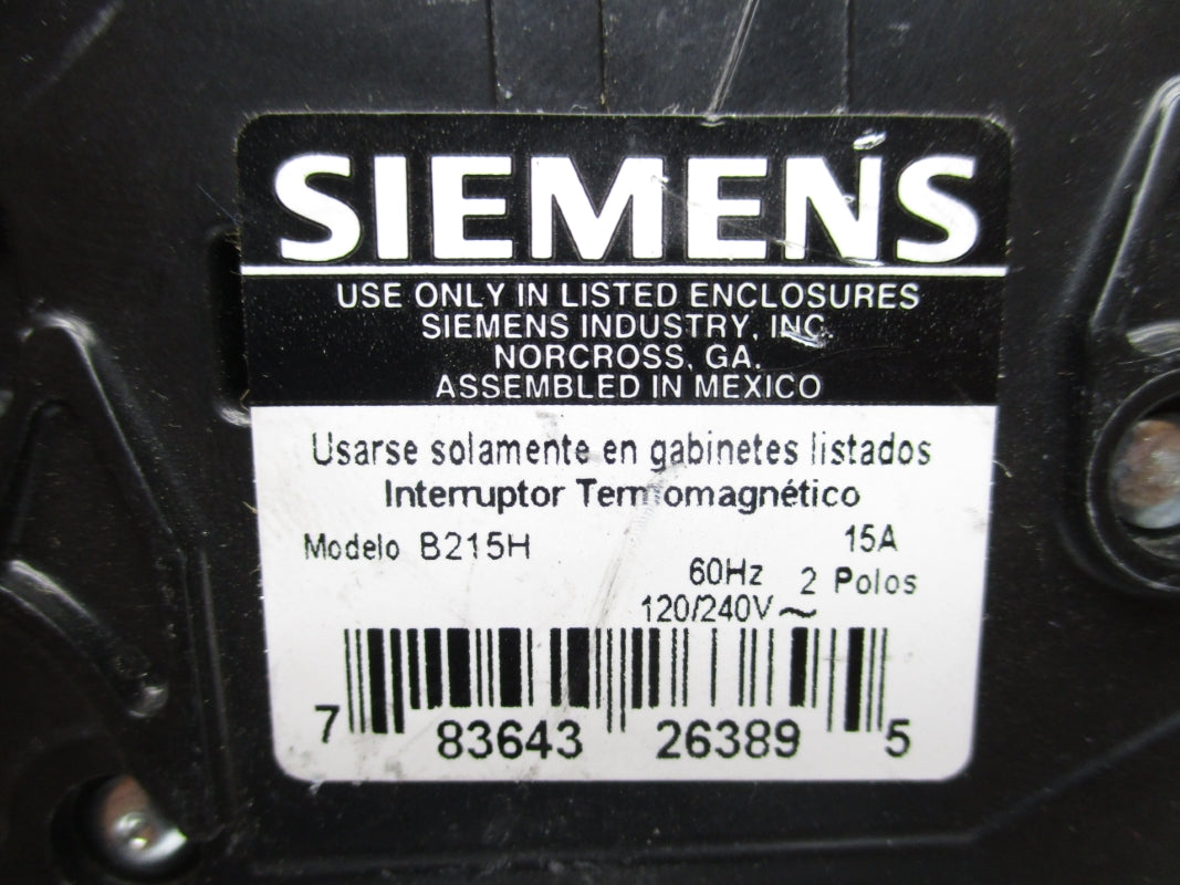 SIEMENS B215H 120/240V 15A NSNP