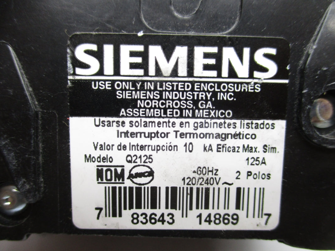 SIEMENS Q2125 120/240V 125A NSNP