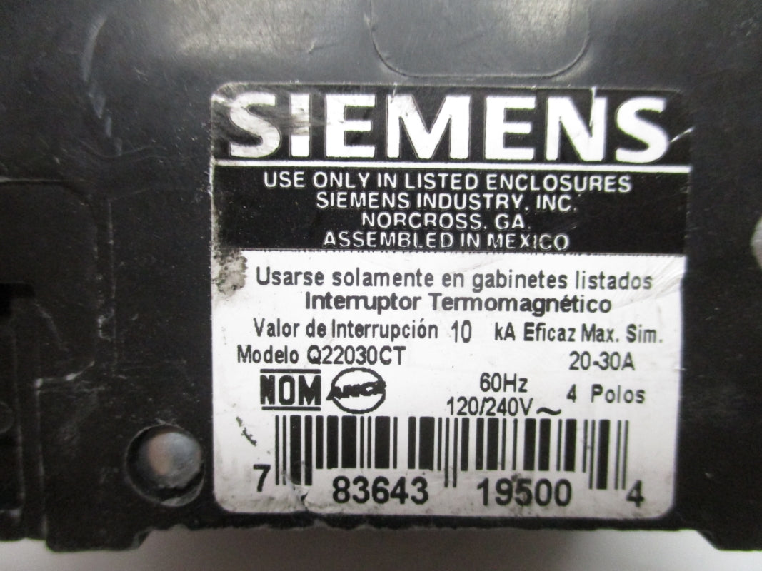 SIEMENS Q22030CT 240V 20-30A (AS PICTURED) NSNP