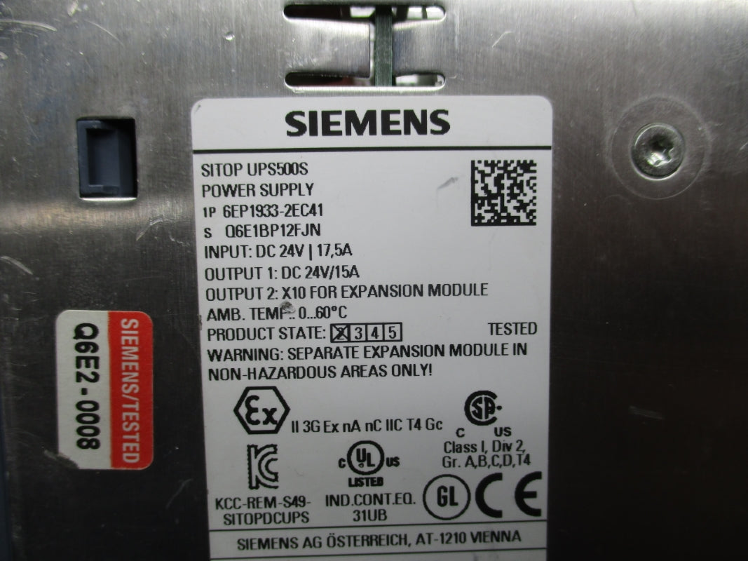 SIEMENS 6EP1933-2EC41 24VDC 17.5A UNMP