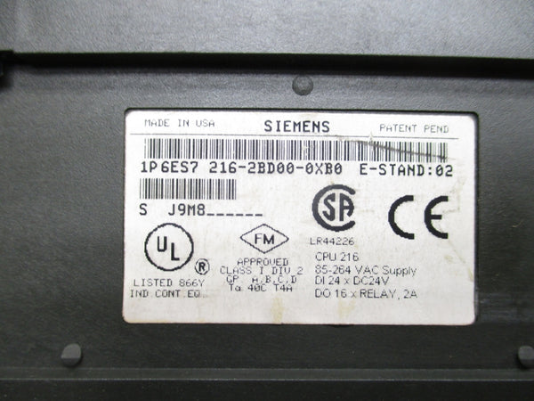 SIEMENS 6ES7216-2BD00-0XB0 24VDC UNMP