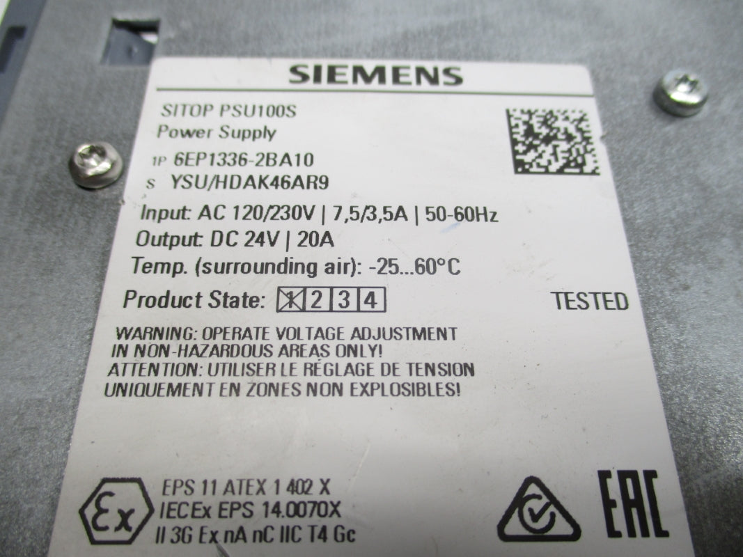 SIEMENS 6EP1336-2BA10 230VAC 20A UNMP