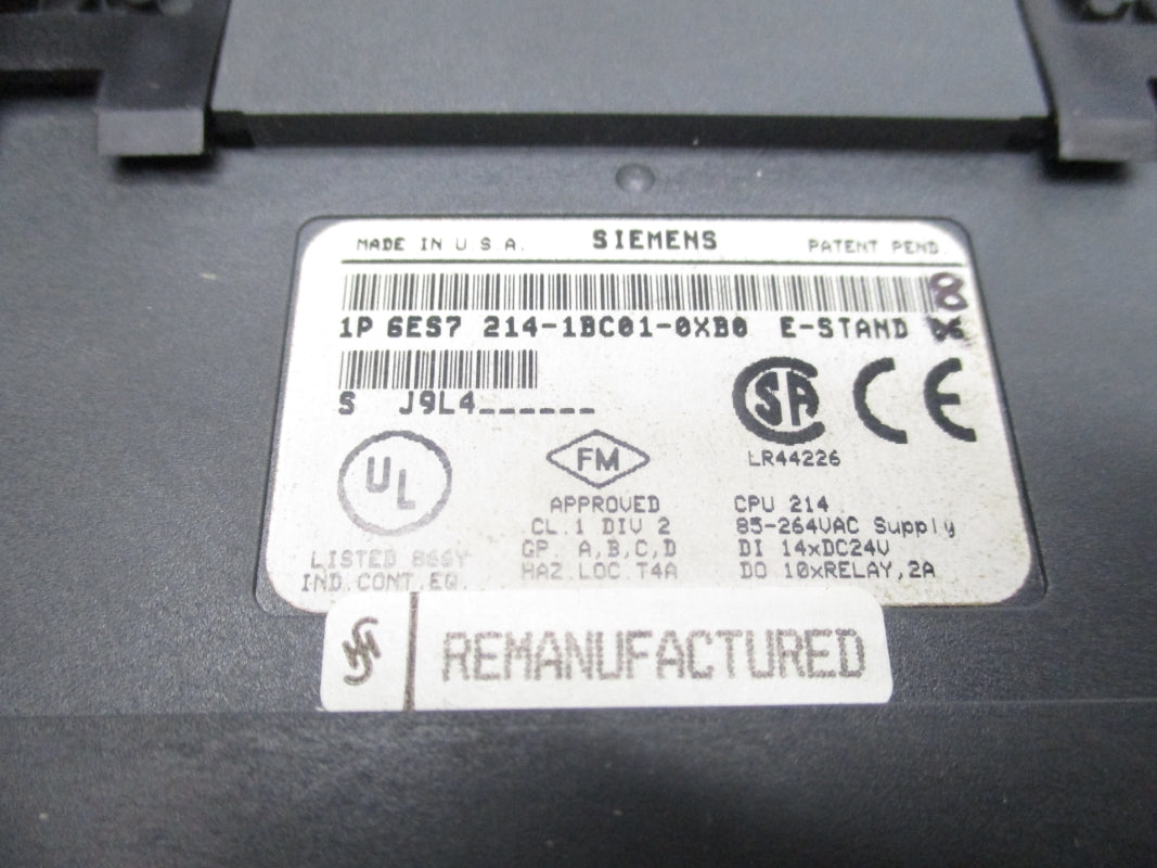 SIEMENS 6ES7214-1BC01-0XB0 264VAC 2A REMAN