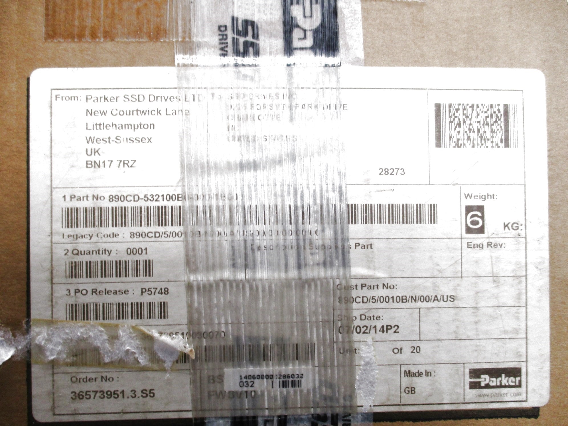 PARKER 890CD/5/0010B/N/00/A/US NSMP