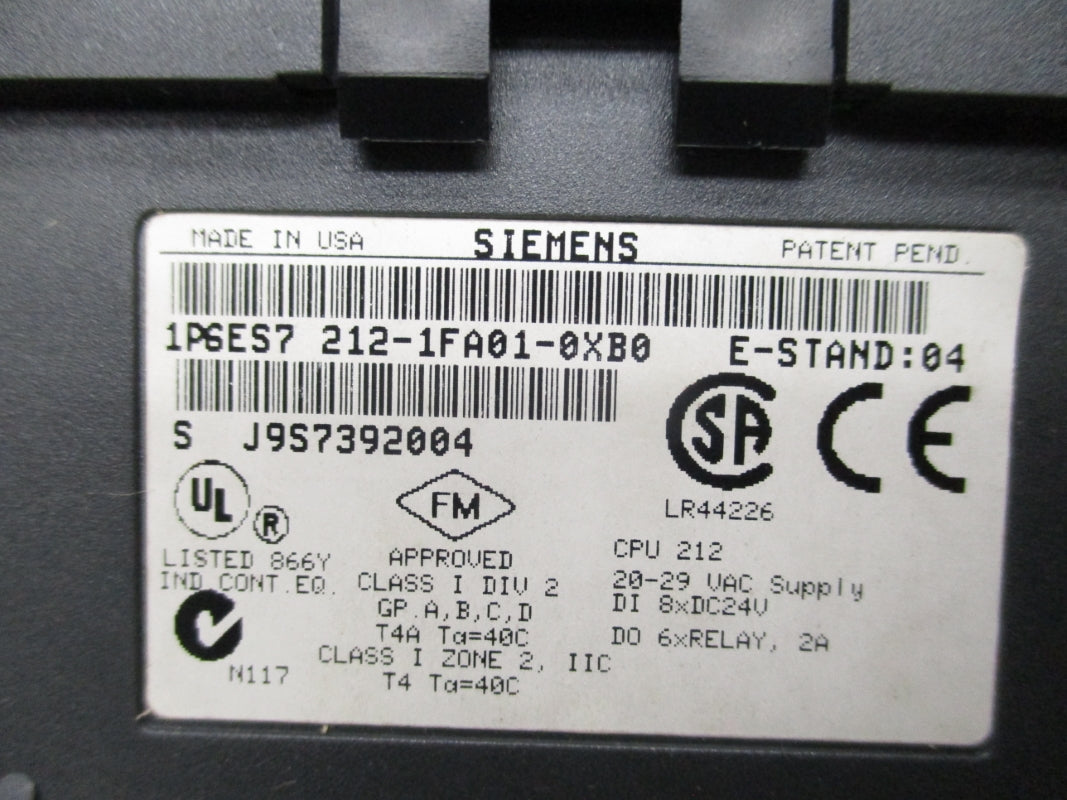 SIEMENS 6ES7212-1FA01-0XB0 20-29VAC 2A (NO DOOR) UNMP