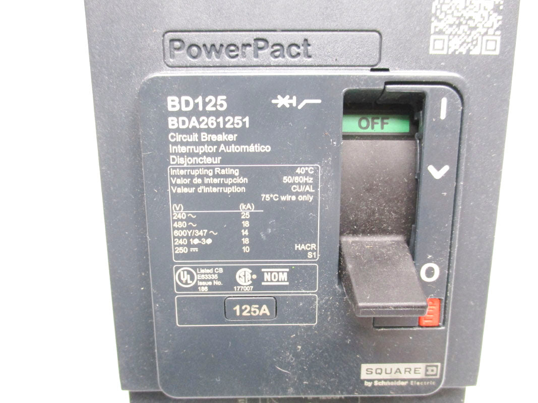 SQUARE D BDA261251 480V 125A NUPI