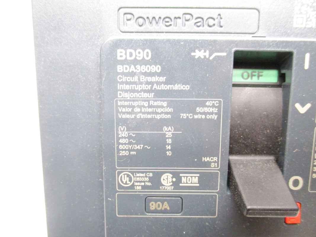 SQUARE D BDA36090 480V 90A (AS PICTURED)  NSNP