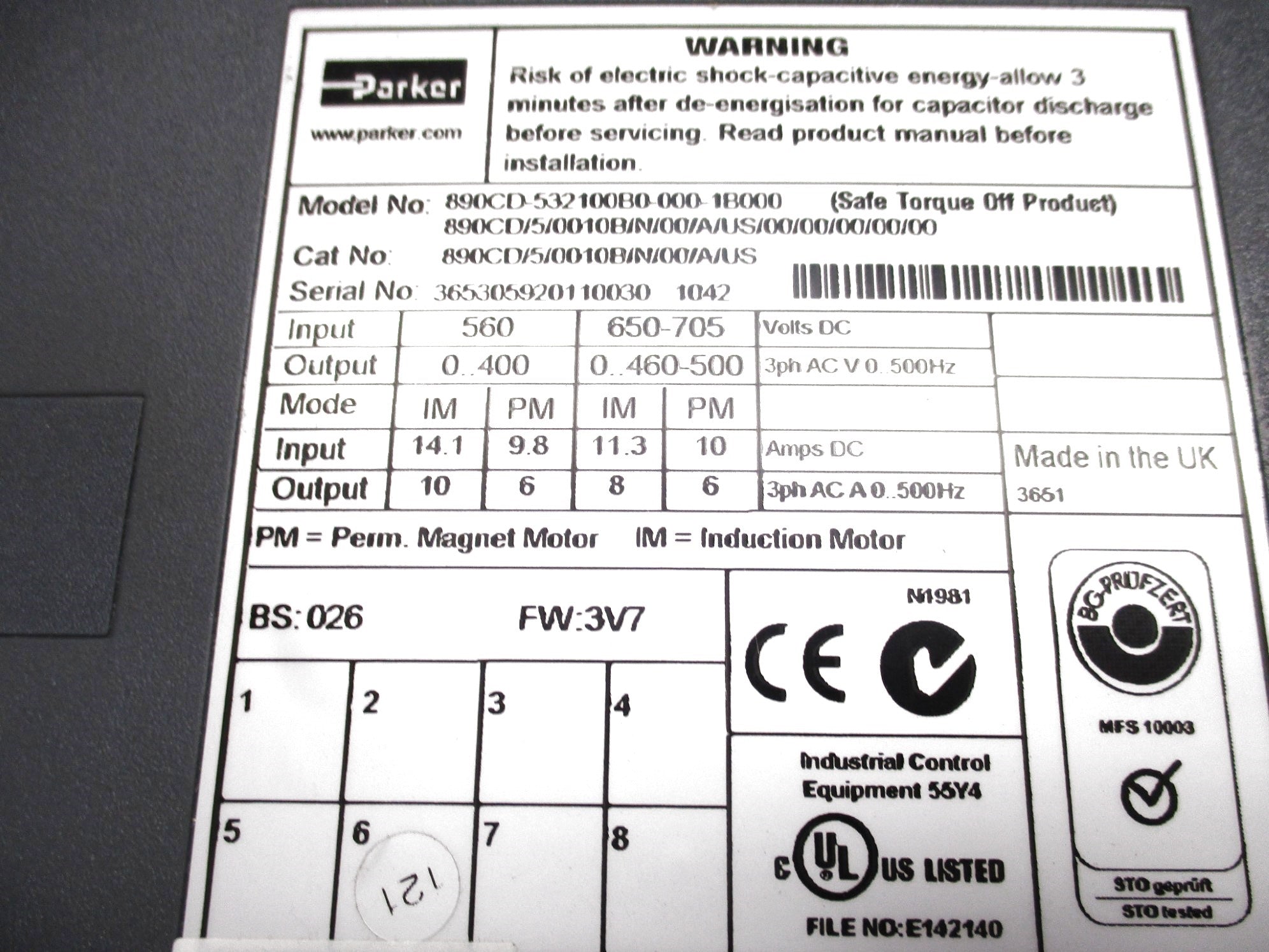 PARKER 890CD/5/0010BN/00/A/US NSNP